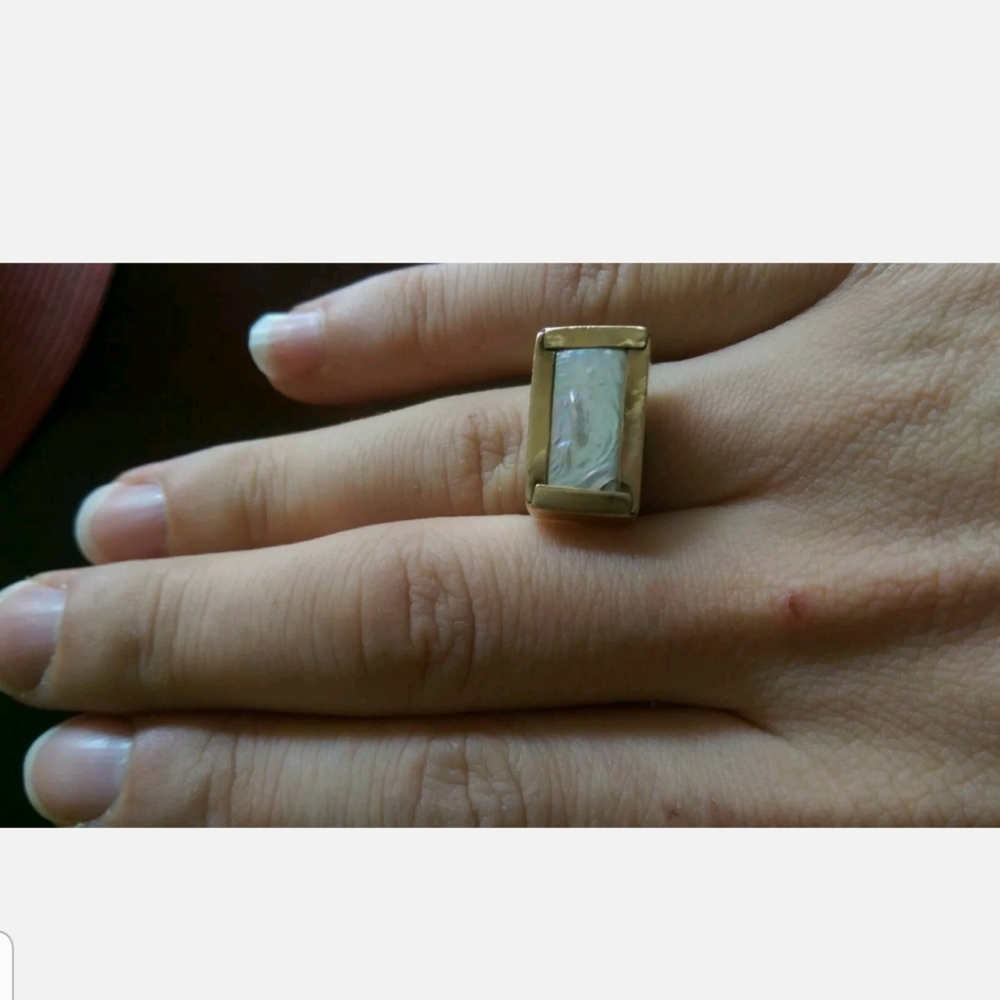 Sterling Silver hammered ring with gold tone